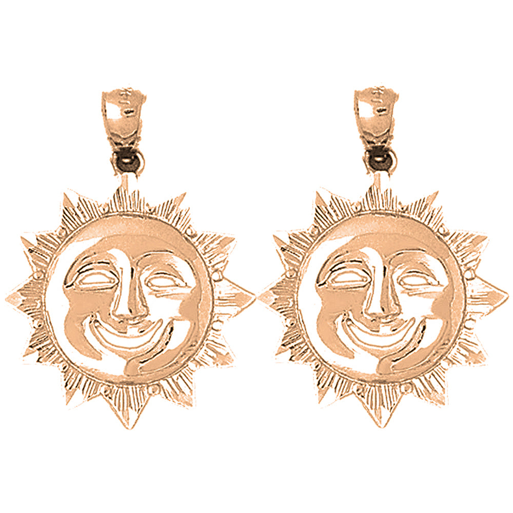 14K or 18K Gold 31mm Sun Earrings