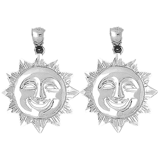 Sterling Silver 31mm Sun Earrings