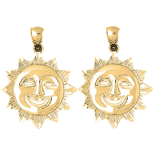 14K or 18K Gold 31mm Sun Earrings