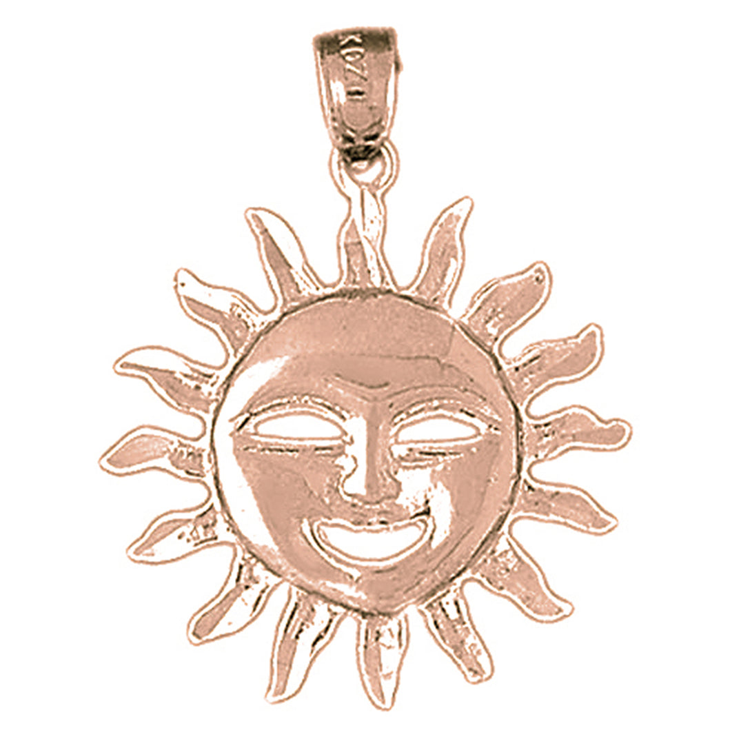 10K, 14K or 18K Gold Sun Pendant