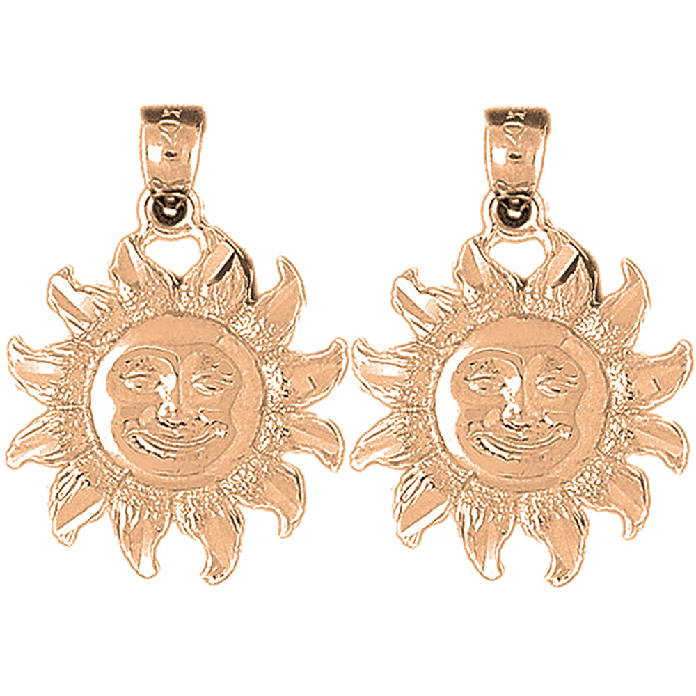 14K or 18K Gold 29mm Sun Earrings