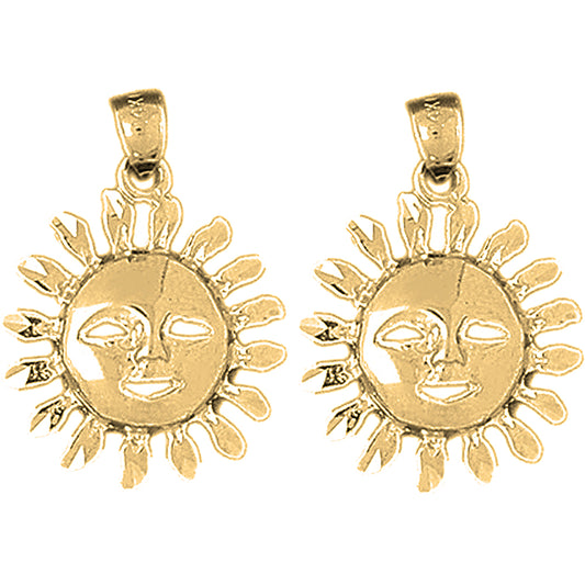 14K or 18K Gold 26mm Sun Earrings