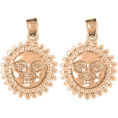 14K or 18K Gold 24mm Sun Earrings