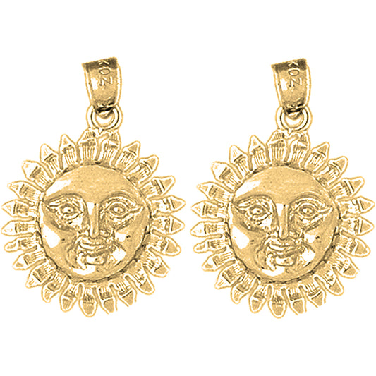 14K or 18K Gold 24mm Sun Earrings