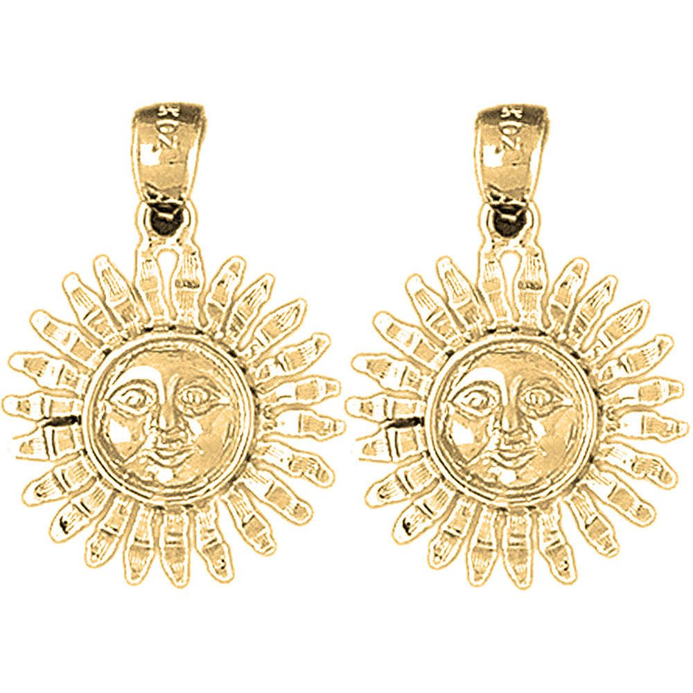 14K or 18K Gold 26mm Sun Earrings