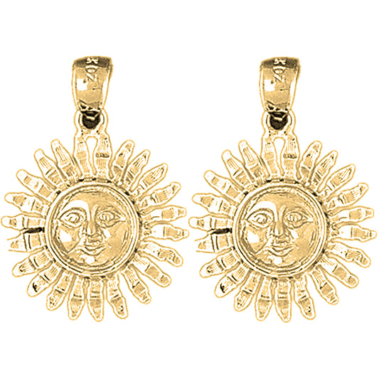 14K or 18K Gold 26mm Sun Earrings