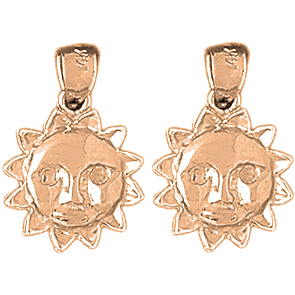 14K or 18K Gold 18mm Sun Earrings