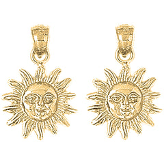 14K or 18K Gold 22mm Sun Earrings