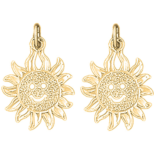 14K or 18K Gold 21mm Sun Earrings