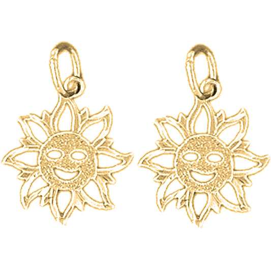 14K or 18K Gold 18mm Sun Earrings