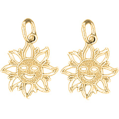 14K or 18K Gold 18mm Sun Earrings