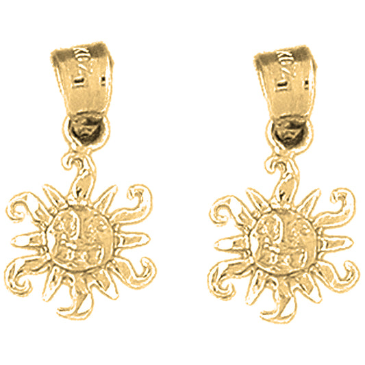 14K or 18K Gold 20mm Sun Earrings
