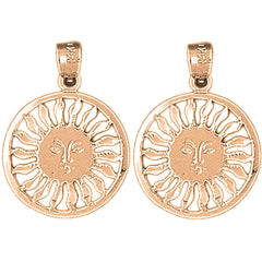14K or 18K Gold 23mm Sun Earrings