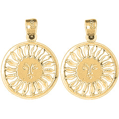 Yellow Gold-plated Silver 23mm Sun Earrings