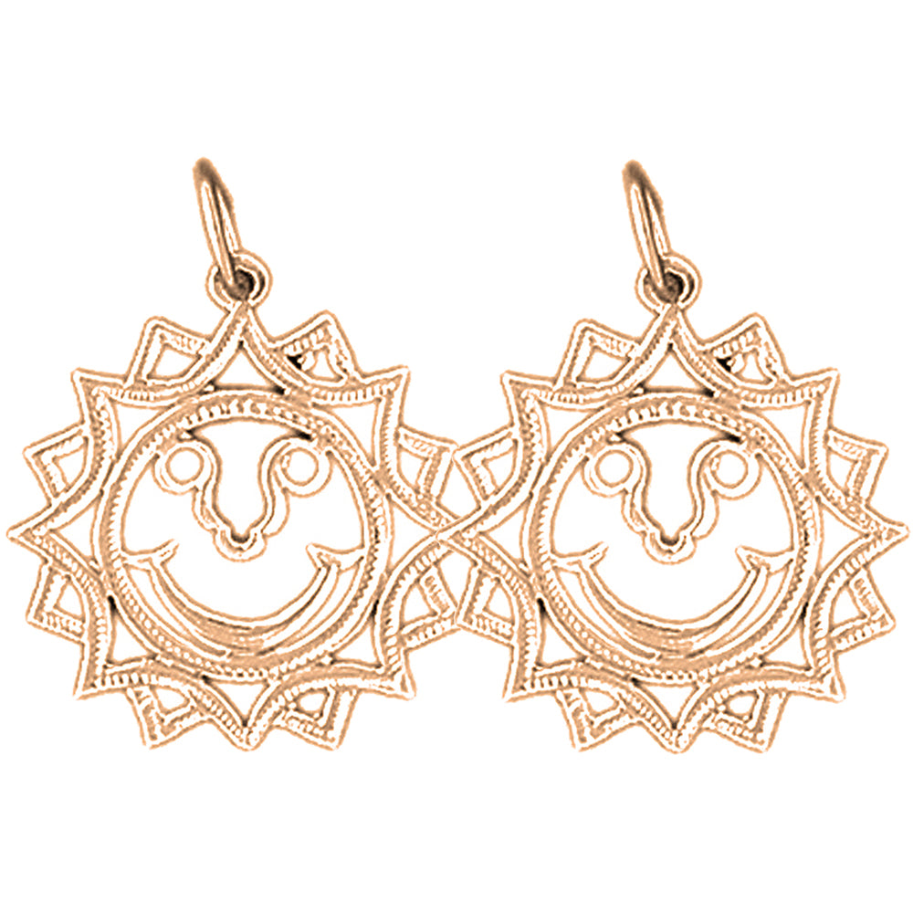 14K or 18K Gold 22mm Sun Earrings