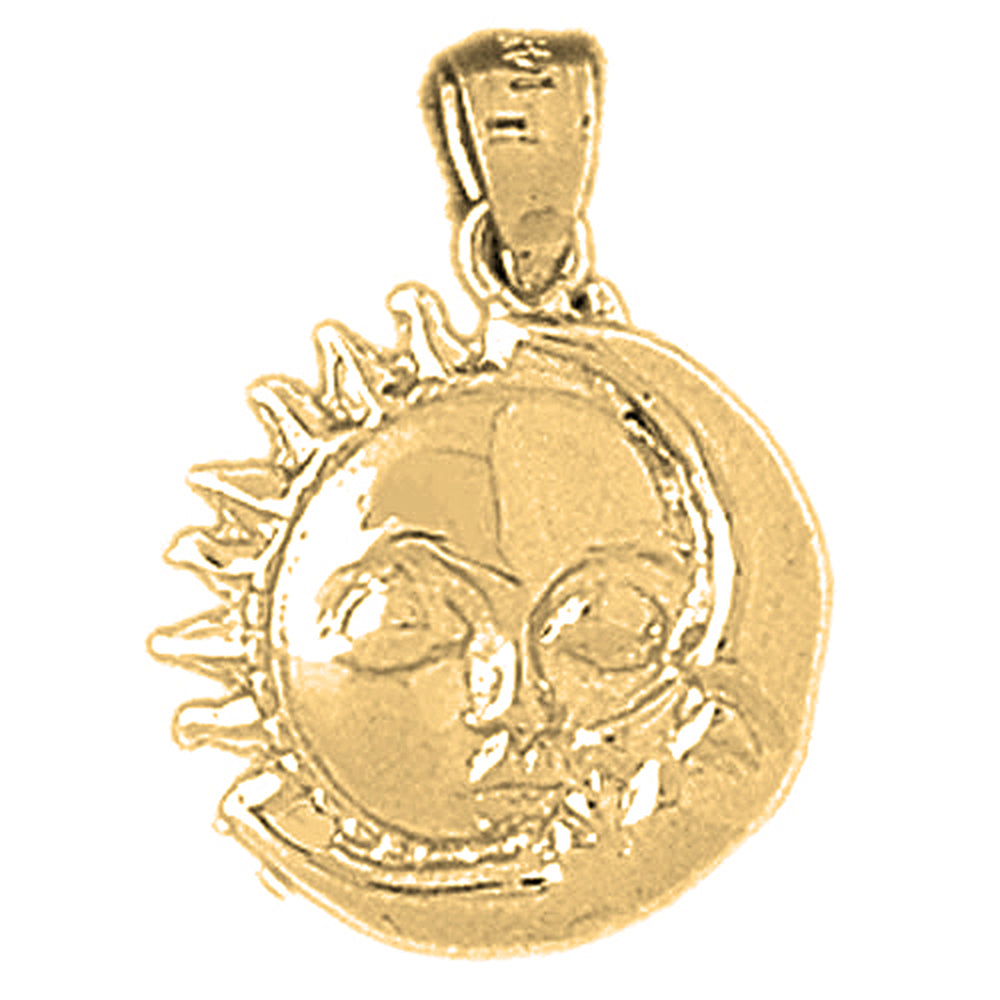 10K, 14K or 18K Gold Sun And Moon Pendant