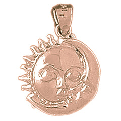 10K, 14K or 18K Gold Sun And Moon Pendant