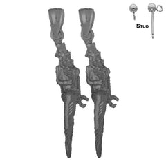 Pendientes de cuerno italiano macizo de plata de ley de 45 mm (chapados en oro blanco o amarillo)