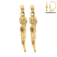 14K or 18K Gold Solid Italian Horn Earrings