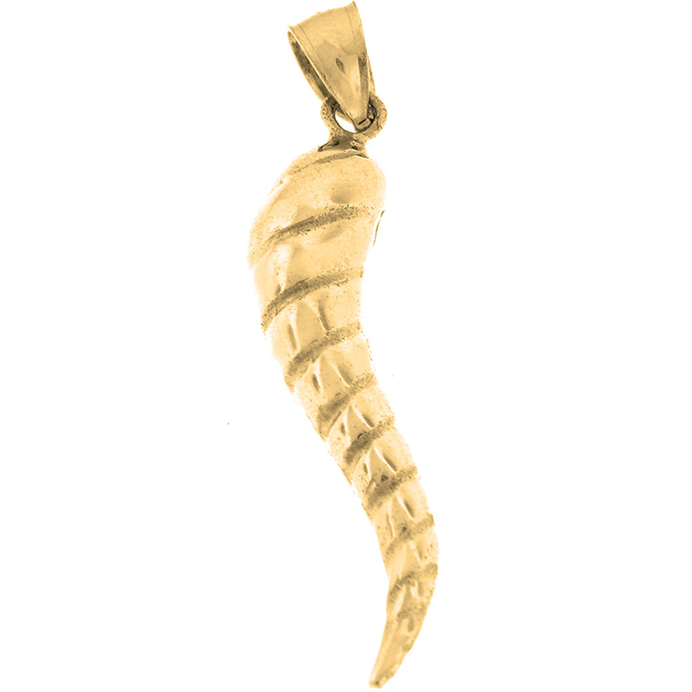 10K, 14K or 18K Gold Solid Italian Horn Pendant