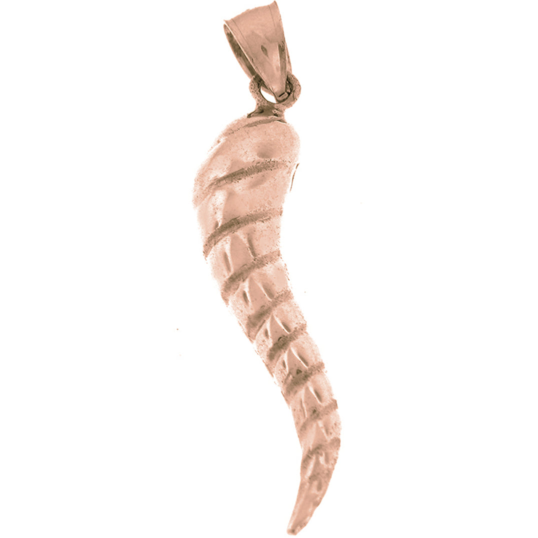 10K, 14K or 18K Gold Solid Italian Horn Pendant