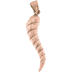 10K, 14K or 18K Gold Solid Italian Horn Pendant