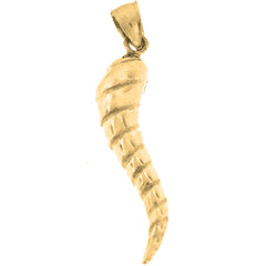 10K, 14K or 18K Gold Solid Italian Horn Pendant