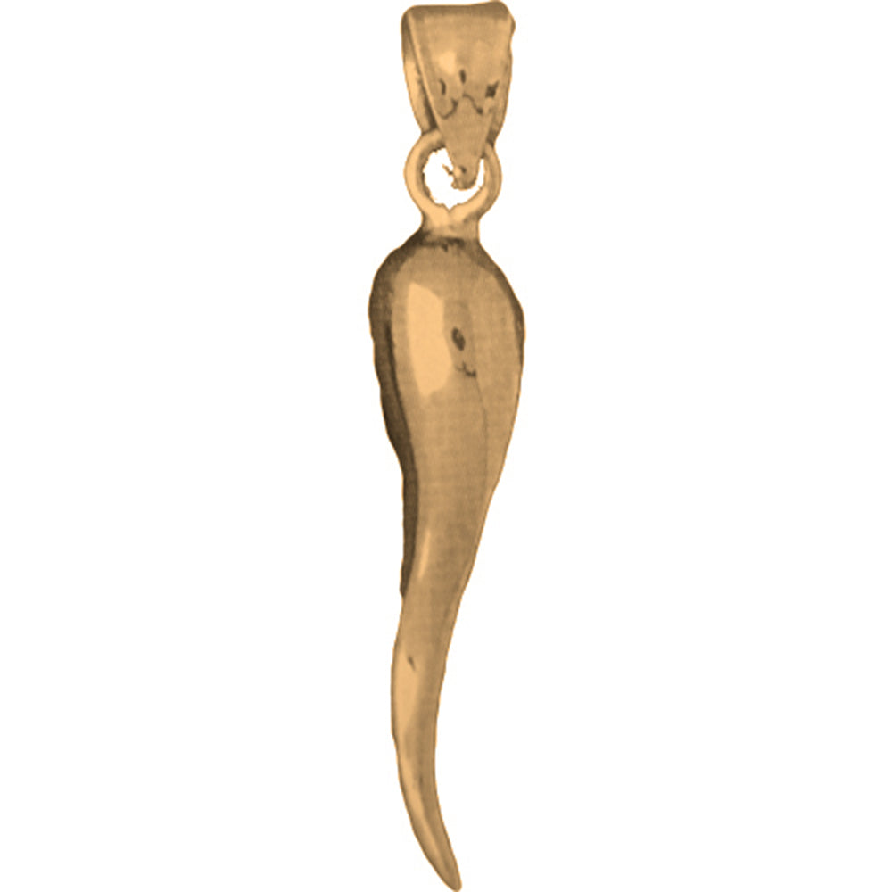 10K, 14K or 18K Gold Solid Italian Horn Pendant