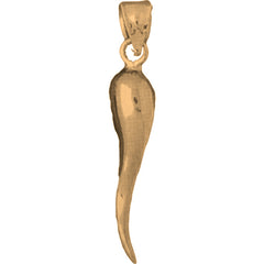 10K, 14K or 18K Gold Solid Italian Horn Pendant
