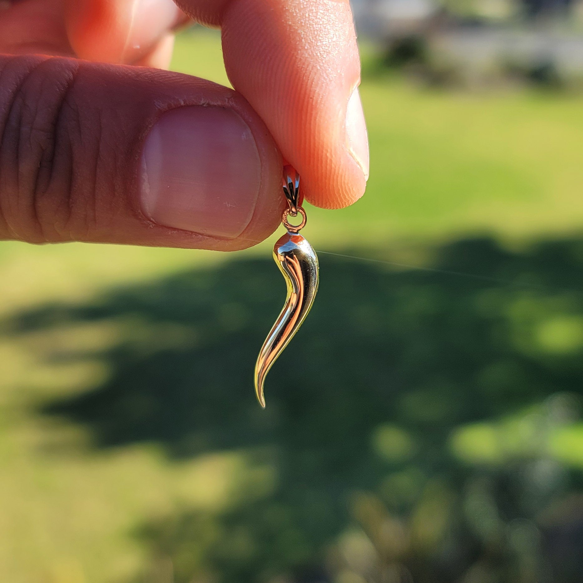 10K, 14K or 18K Gold Solid Italian Horn Pendant