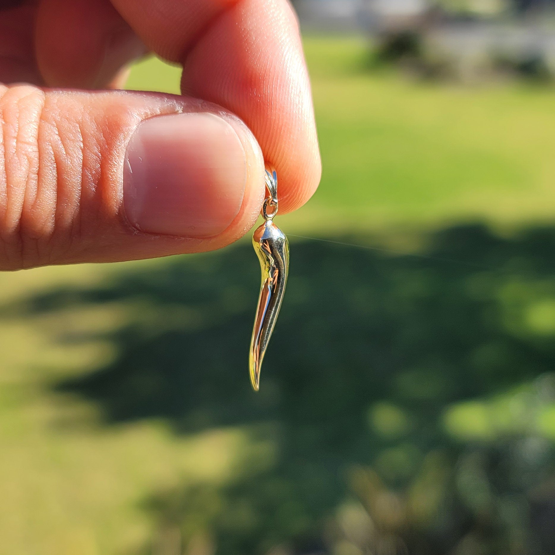 10K, 14K or 18K Gold Solid Italian Horn Pendant