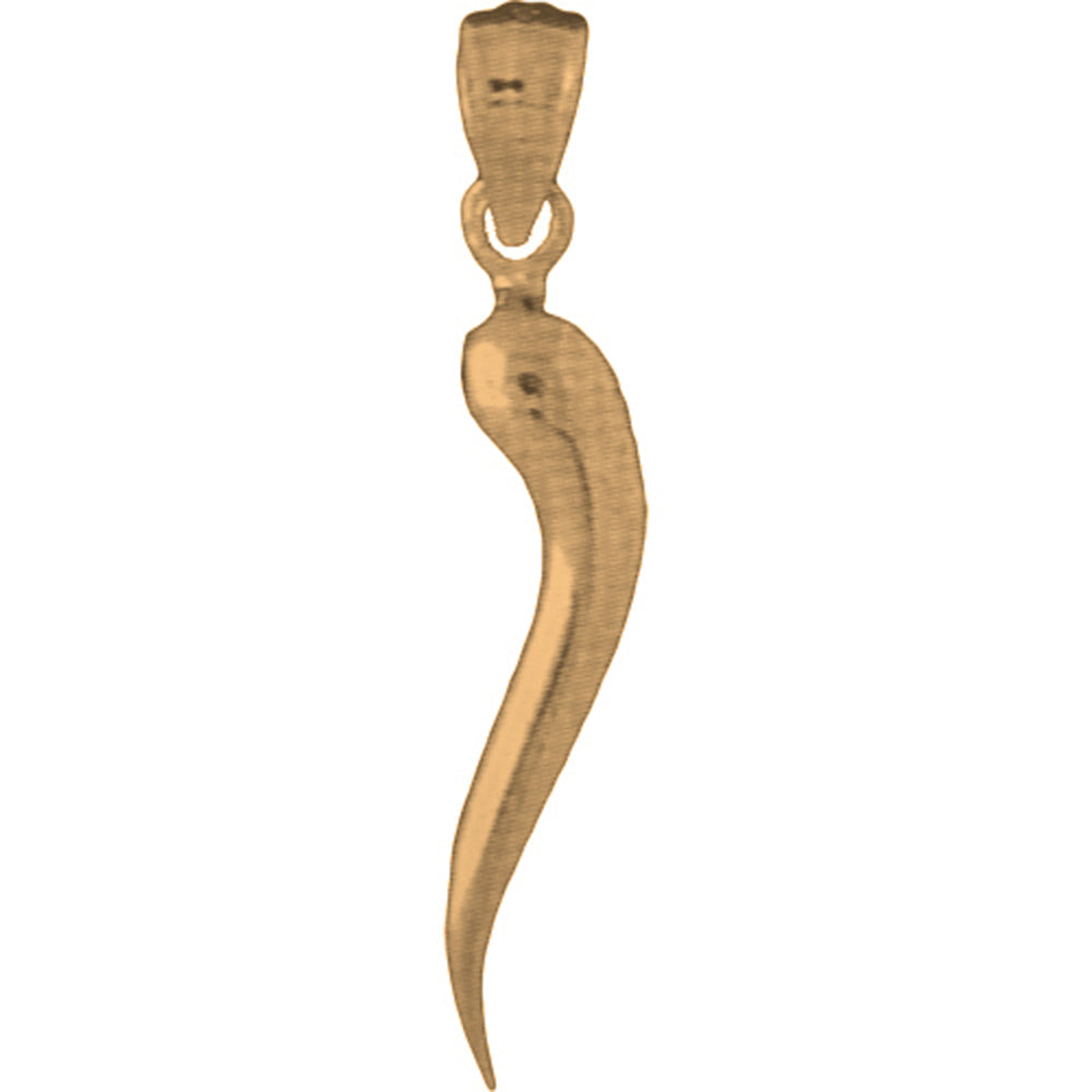 10K, 14K or 18K Gold Solid Italian Horn Pendant