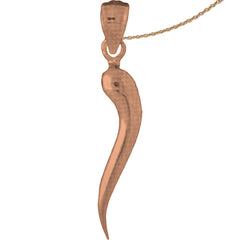 Anhänger aus massivem italienischem Horn, 10 K, 14 K oder 18 K Gold