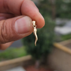 14K or 18K Gold Solid Italian Horn Pendant