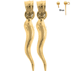14K or 18K Gold Solid Italian Horn Earrings
