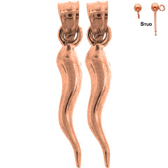 14K or 18K Gold Solid Italian Horn Earrings