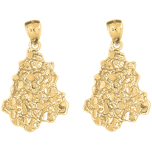 14K or 18K Gold 38mm Nugget Earrings