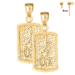 Sterling Silver 27mm "1 Oz" Nugget Earrings (White or Yellow Gold Plated)