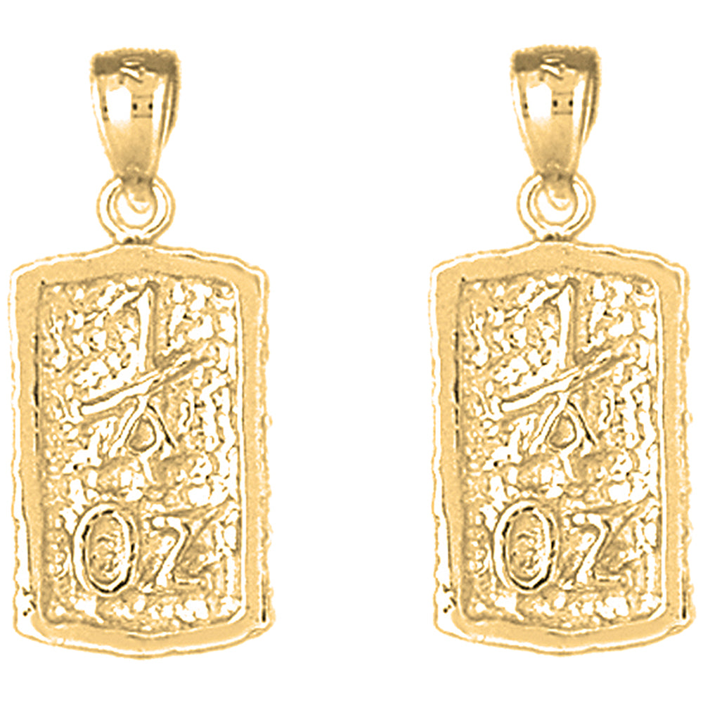 14K or 18K Gold 27mm "1 Oz" Nugget Earrings