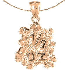 Colgante de pepita de oro de 10 quilates, 14 quilates o 18 quilates de "1/2 oz"