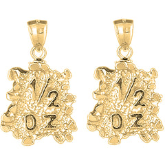 14K or 18K Gold 34mm "1/2 Oz" Nugget Earrings