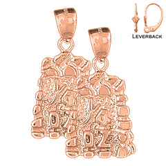 Aretes de pepita de oro de 14 quilates o 18 quilates de 33 mm y "1/4 oz"