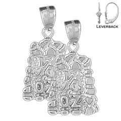 Sterling Silver 33mm "1/4 Oz" Nugget Earrings (White or Yellow Gold Plated)