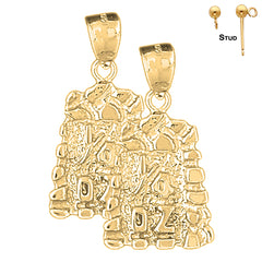 Aretes de pepita de oro de 14 quilates o 18 quilates de 33 mm y "1/4 oz"