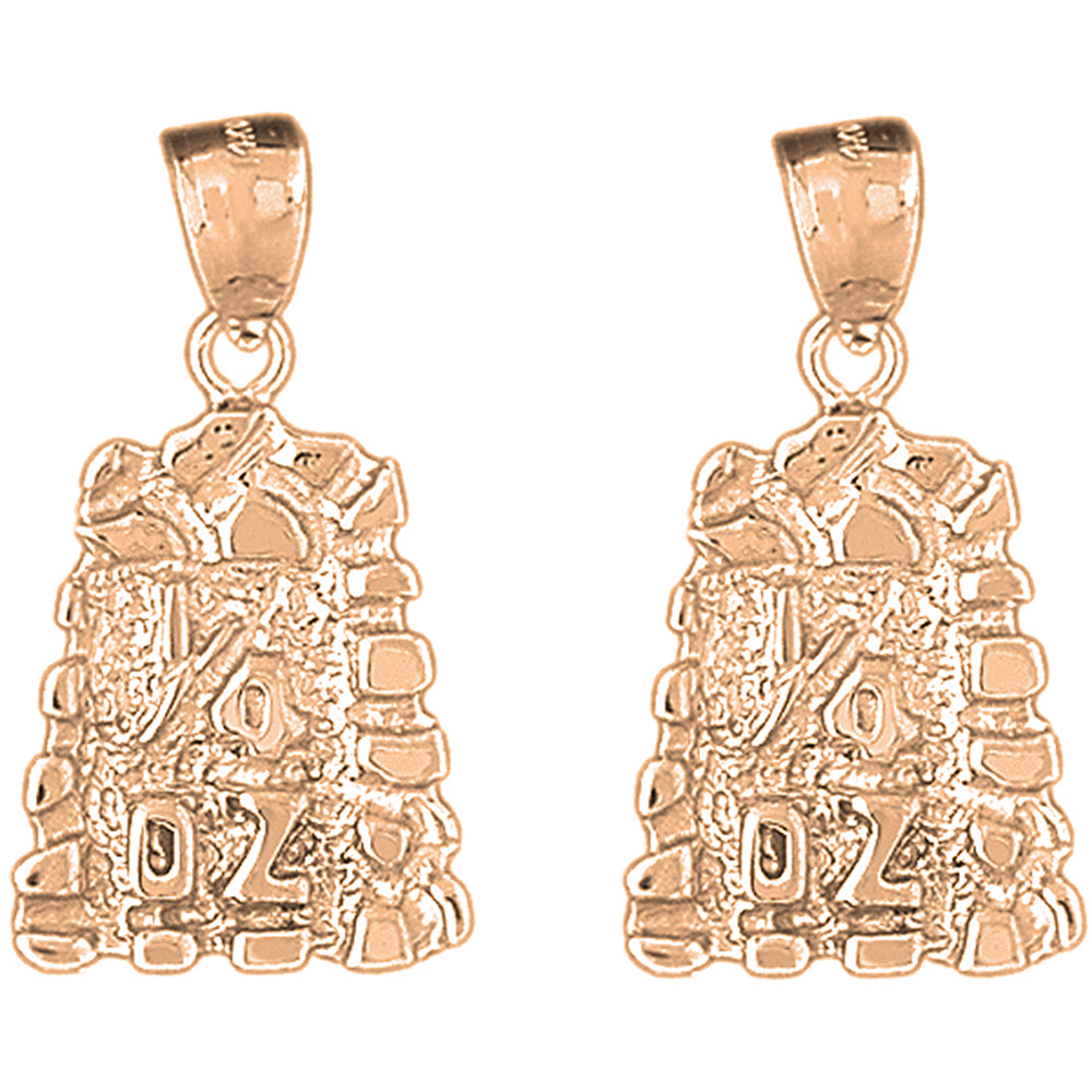 14K or 18K Gold 33mm "1/4 Oz" Nugget Earrings