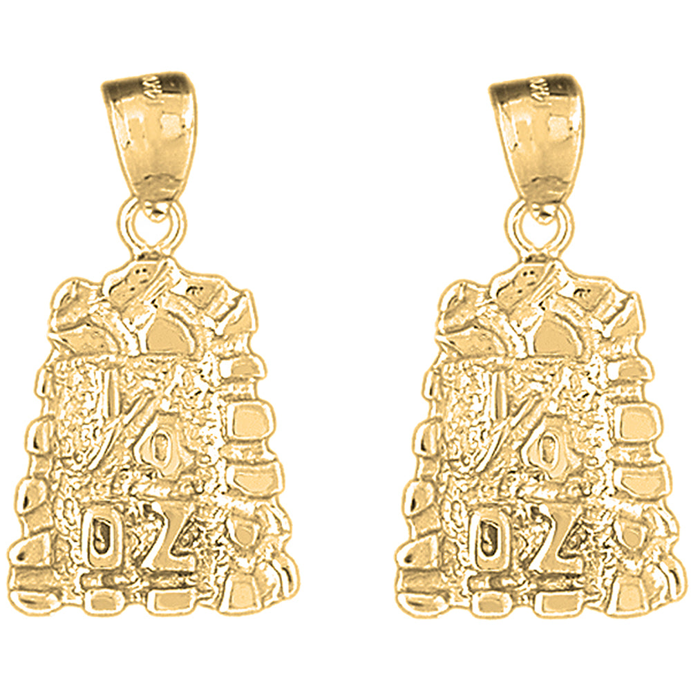 14K or 18K Gold 33mm "1/4 Oz" Nugget Earrings