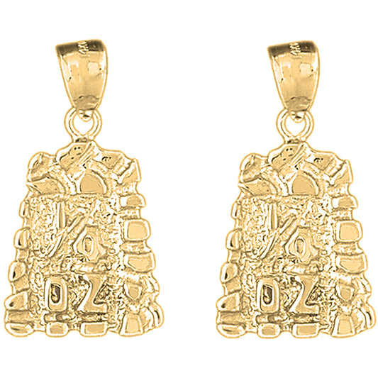 14K or 18K Gold 33mm "1/4 Oz" Nugget Earrings