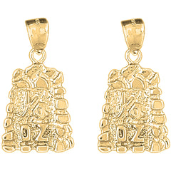 Yellow Gold-plated Silver 33mm "1/4 Oz" Nugget Earrings