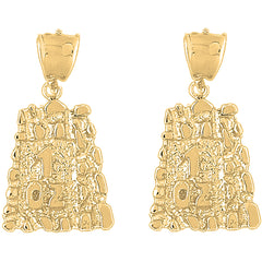 14K or 18K Gold 41mm "1 Oz" Nugget Earrings