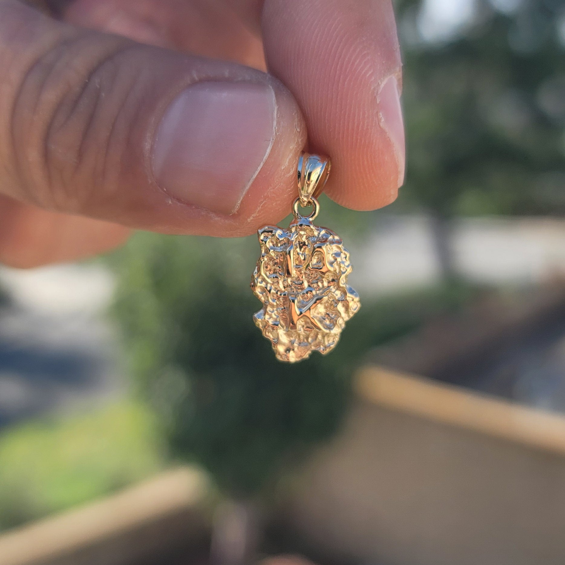14K or 18K Gold "14K" Nugget Pendant
